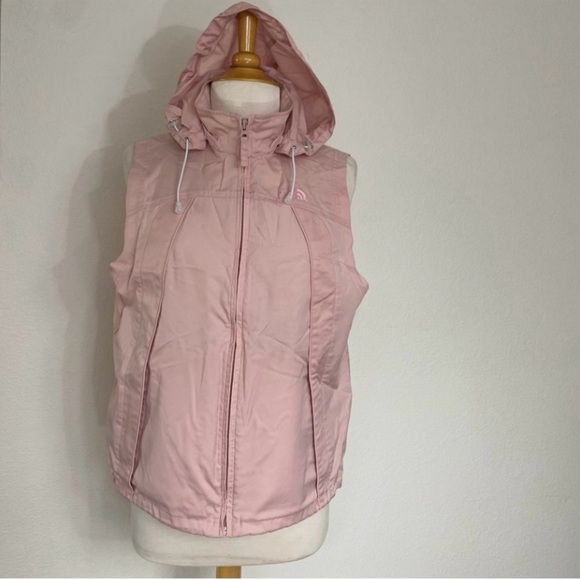 Vintage The North Face Women Pink Hooded Sleeveless Windbreaker Vest Size Medium - Picture 1 of 13